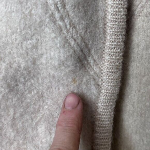 IB Diffusion Cream 100% Boiled Wool Shawl Collar Cardigan Jacket Size Medium - Picture 3 of 10